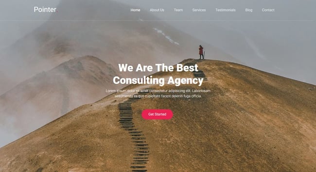 screenshot of the simple website template pointer